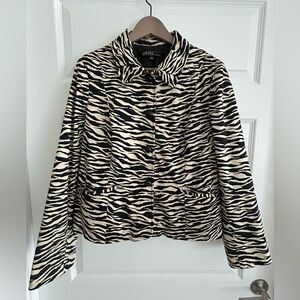 Kasper Animal Print Jacket Black Tan Size 14